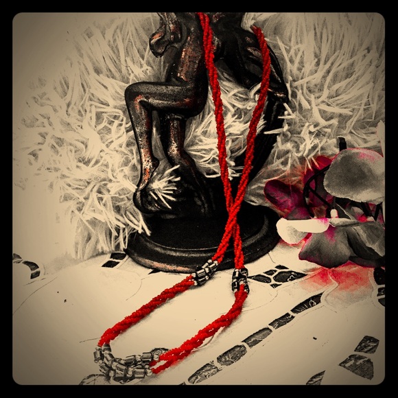 2/$25- 22” Red Necklace with Hematite Accents - Picture 6 of 6